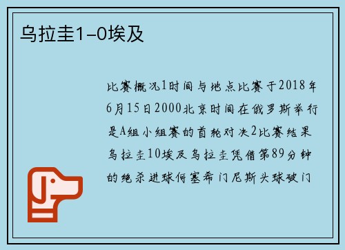 乌拉圭1-0埃及